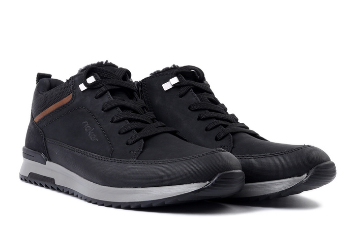 RIEKER 16125-00 black, trzewiki męskie