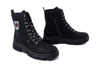 RIEKER TEX X3410-00 black, trzewiki damskie
