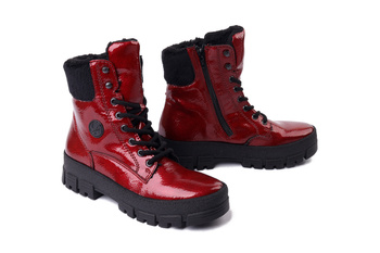 RIEKER Y0220-33 red, trzewiki damskie