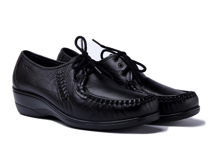 SOLO 065 SZ czarny 2, półbuty mokasyny damskie sznurowane