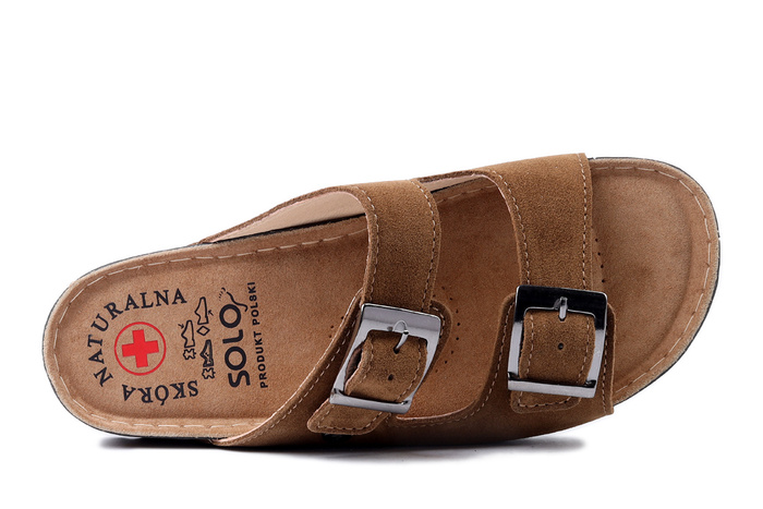 SOLO 171 beż oliwka, klapki damskie