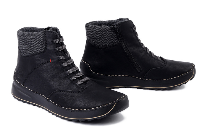 RIEKER 51553-00 black, trzewiki damskie