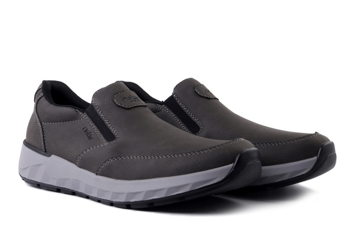 RIEKER 11550-45 grey, półbuty męskie