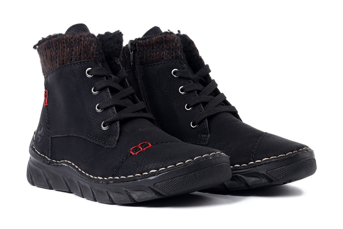 RIEKER 55031-00 black, trzewiki damskie