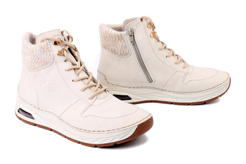 RIEKER 44555-60 beige, trzewiki damskie