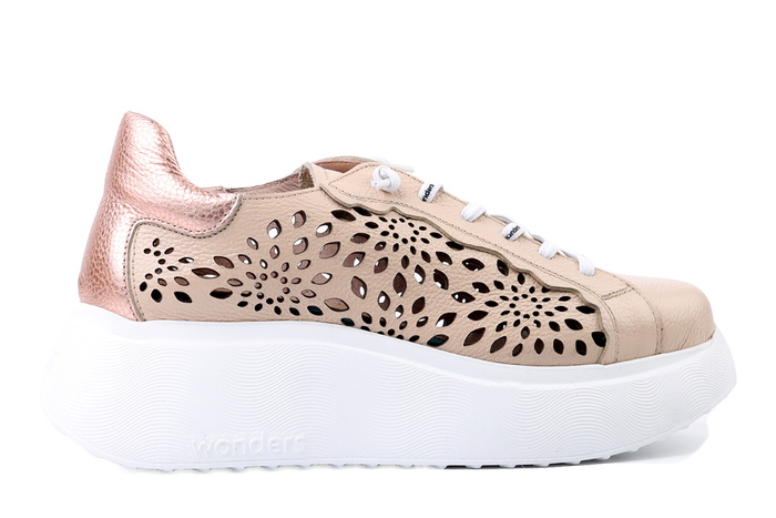 WONDERS A-3641 beig, półbuty damskie