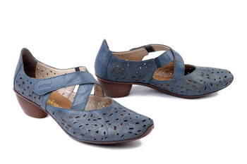 RIEKER 43773-12 blue, czółenka damskie