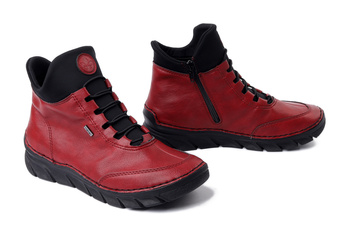 RIEKER 55069-35 red, trzewiki damskie
