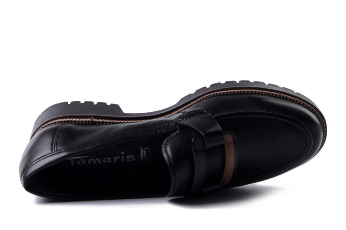 TAMARIS 1-24722-43 003 black leather, półbuty damskie