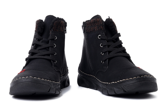 RIEKER 55031-00 black, trzewiki damskie