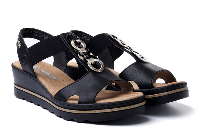 RIEKER 67498-00 black, sandały damskie