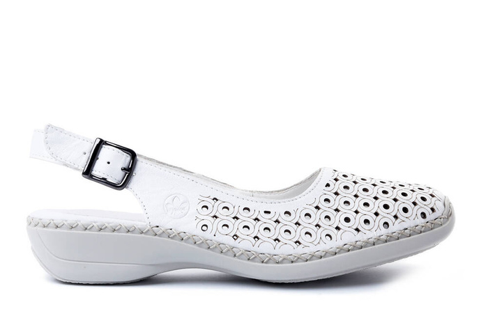 RIEKER 41350-80 white, półbuty letnie damskie