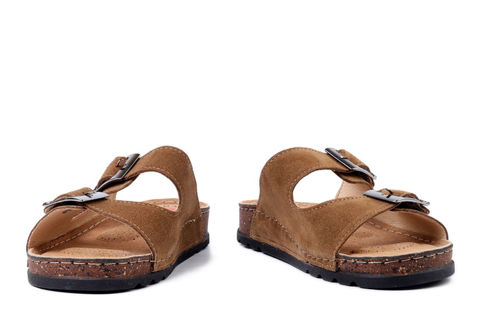 SOLO 171 beż oliwka, klapki damskie