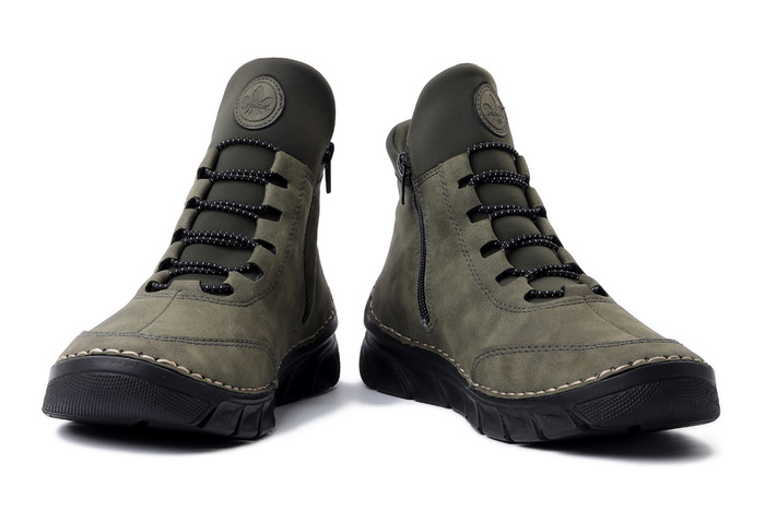 RIEKER 55069-54 green, trzewiki damskie