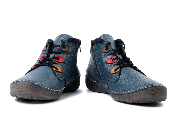 RIEKER 52544-14 blue, trzewiki damskie
