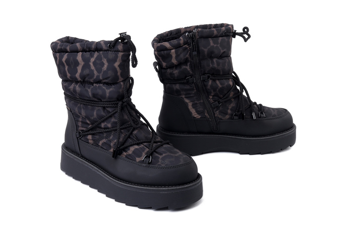 TAMARIS 1-26846-45 090 black/leopard, śniegowce damskie