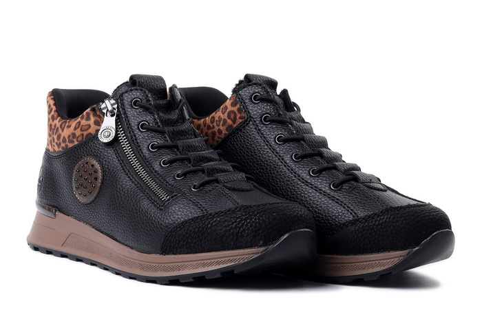 RIEKER N1457-00 black, trzewiki damskie