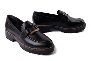 TAMARIS 1-24722-43 003 black leather, półbuty damskie