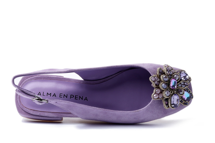 ALMA EN PENA V240391 suede lilac, czółenka damskie