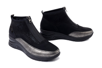 RIEKER N9362-01 black combination, botki damskie