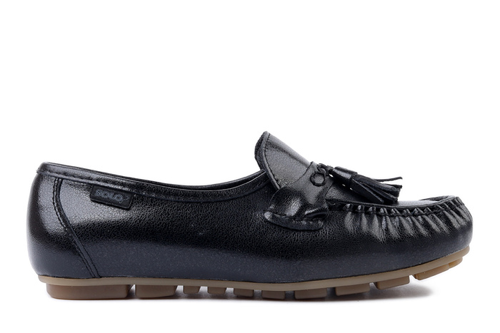 SOLO 018W czarny napl., półbuty damskie