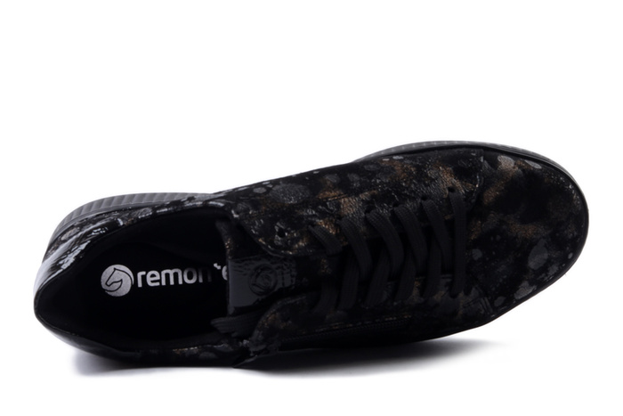 RIEKER REMONTE D2E02-03 black combiantion, półbuty damskie
