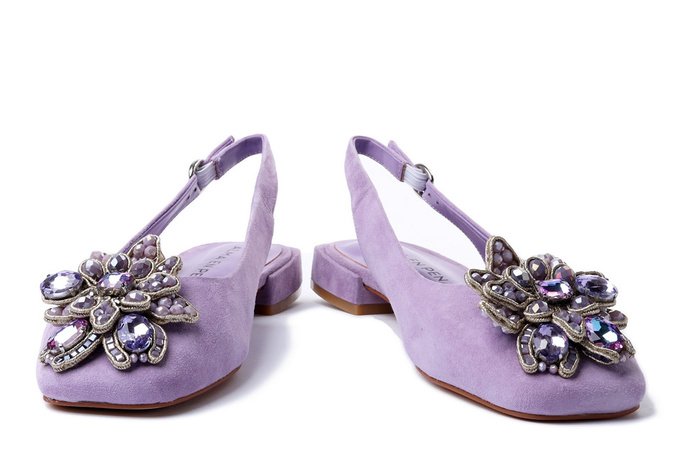 ALMA EN PENA V240391 suede lilac, czółenka damskie