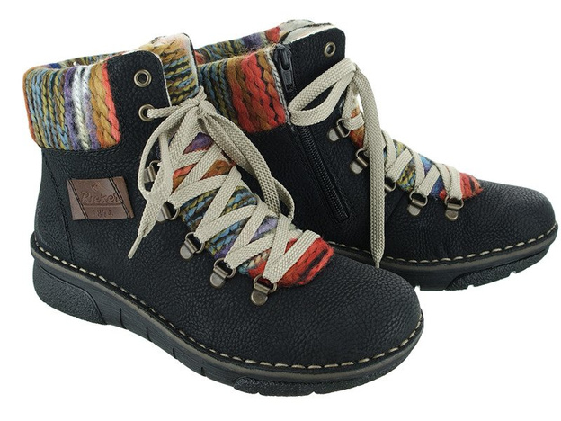 RIEKER 73343-00 black combiantion, trzewiki damskie