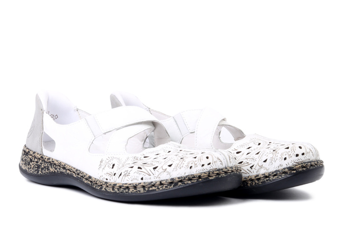 RIEKER 46352-80 white, półbuty letnie damskie