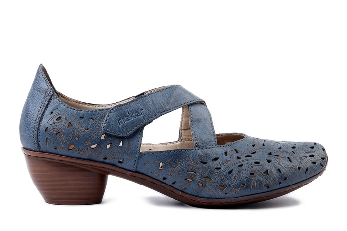 RIEKER 43773-12 blue, czółenka damskie