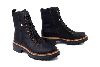 RIEKER 72653-00 black, trzewiki damskie