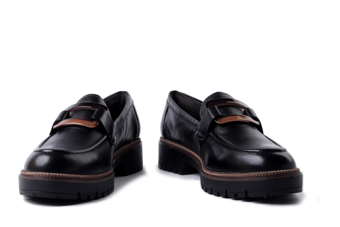 TAMARIS 1-24722-43 003 black leather, półbuty damskie