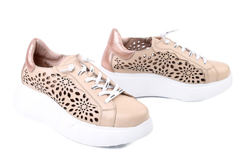 WONDERS A-3641 beig, półbuty damskie