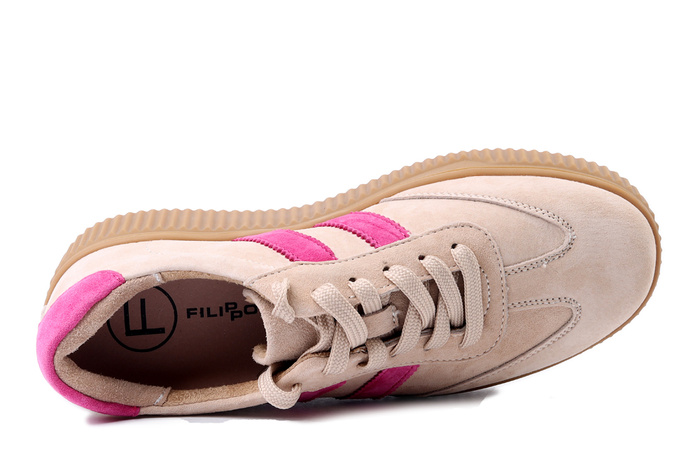 FILIPPO DP6776/25 BE/FH beżowy fuksja, półbuty damskie