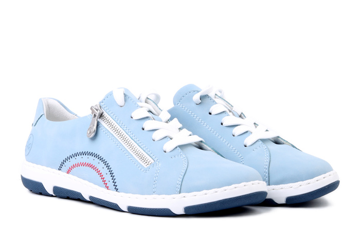 RIEKER 42424-10 blue, półbuty damskie