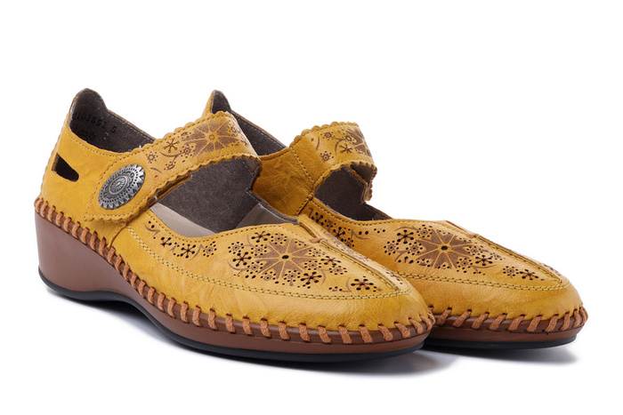 RIEKER N1686-68 yellow, półbuty damskie