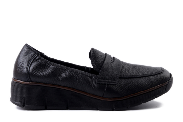 RIEKER 53797-00 black, półbuty damskie