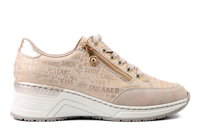 RIEKER N4316-62 beige, półbuty damskie