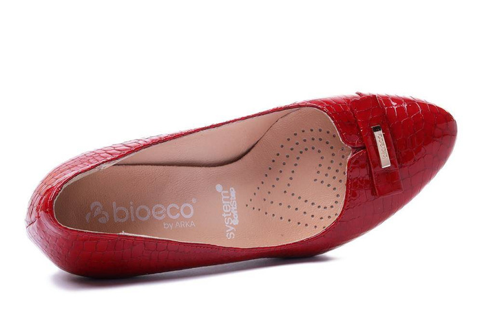 BIOECO BY ARKA 6004 2075 czerwony, czółenka damskie
