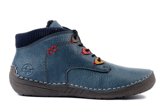 RIEKER 52544-14 blue, trzewiki damskie