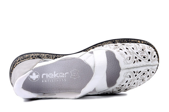 RIEKER 46352-80 white, półbuty letnie damskie