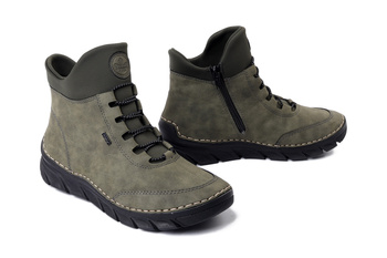 RIEKER 55069-54 green, trzewiki damskie