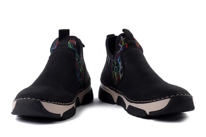 RIEKER 45957-00 black, półbuty damskie