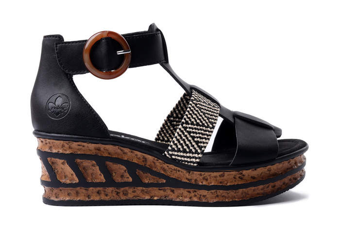 RIEKER 68182-00 black, sandały damskie