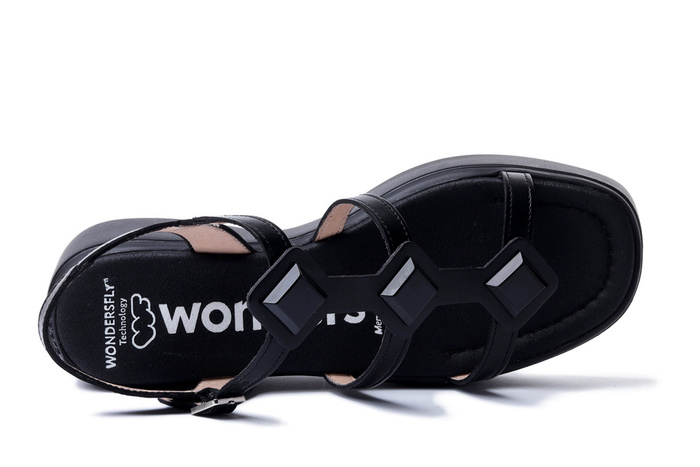 WONDERS A-3703 ISEO. V negro, sandały damskie