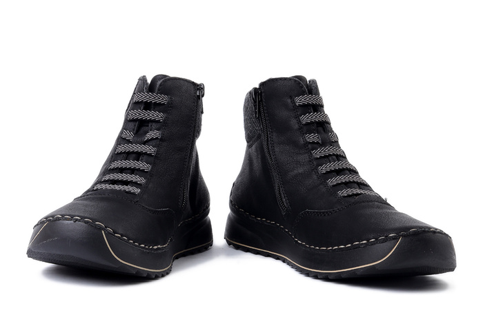 RIEKER 51553-00 black, trzewiki damskie