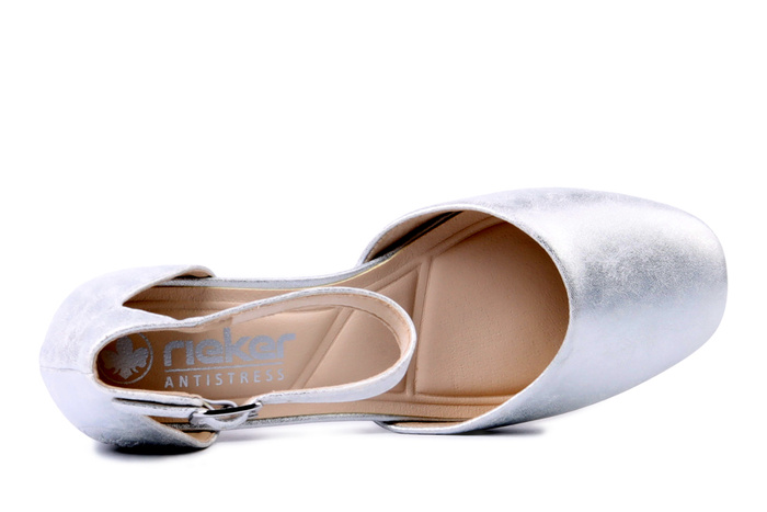 RIEKER 44762-90 silver/platinum, czółenka damskie