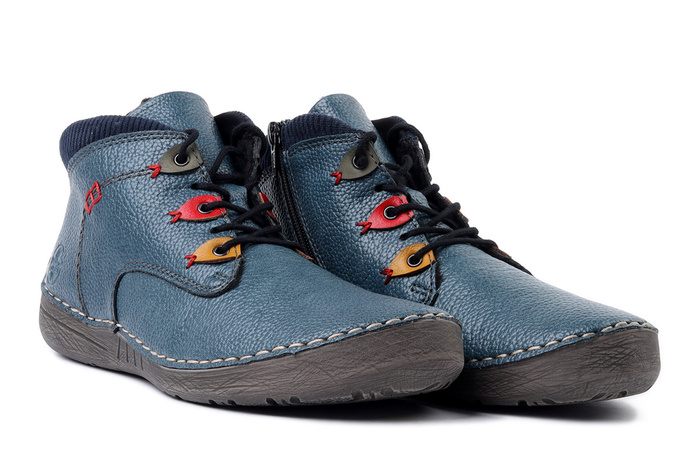 RIEKER 52544-14 blue, trzewiki damskie