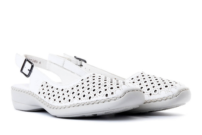RIEKER 41350-80 white, półbuty letnie damskie
