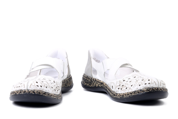 RIEKER 46352-80 white, półbuty letnie damskie